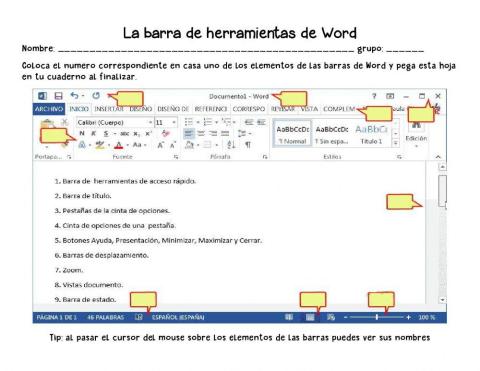 Partes de la ventana de word