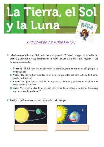 La Tierra, el Sol y la Luna