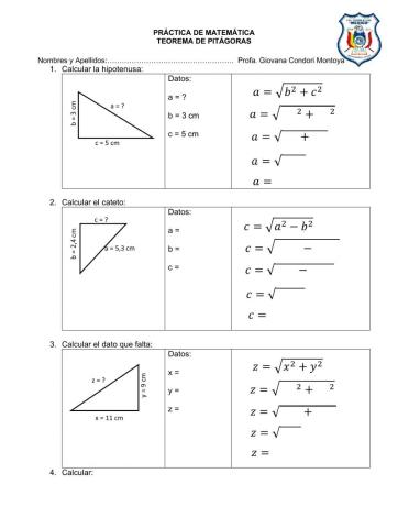 TEOREMAS DE PITÁGORAS