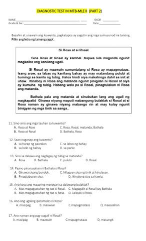 Diagnostic Test in MTB-MLE PART 2