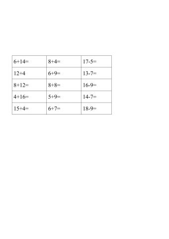 6- Exercises Subtraction addition up to 20