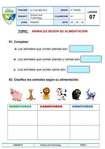 Animales según su alimentación