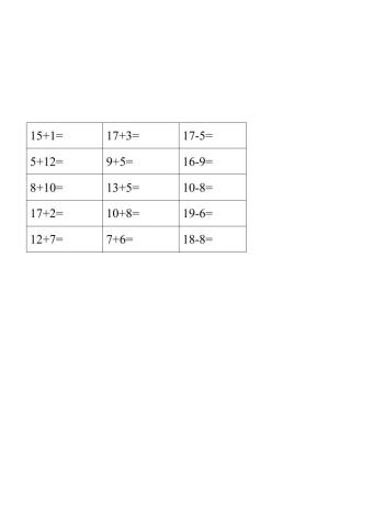 4- Exercises Subtraction addition up to 20