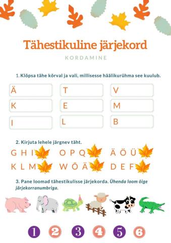 Tähestik. Tähestikuline järjekord