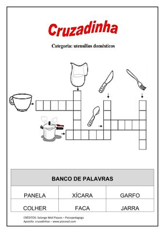 Cruzadinha com banco de palavras