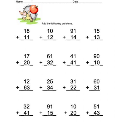 Addition without regrouping