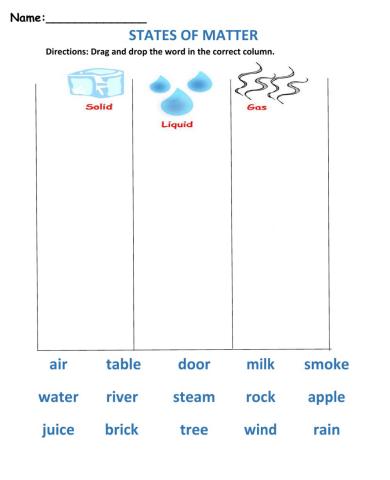 States of Matter Sort