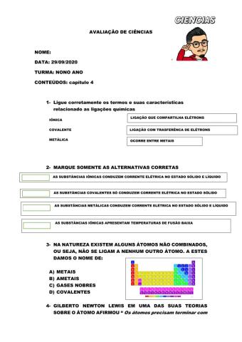 Avaliação de ciências