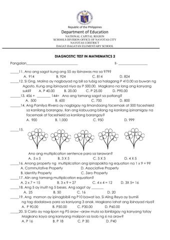 Diagnostic Test in Math 2 Part 2