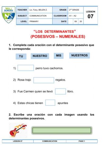 Determinantes (posesivo y numeral)