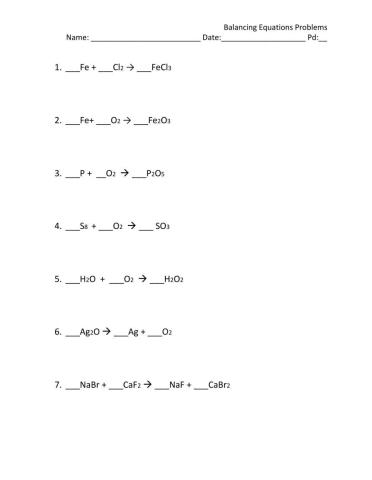 Balancing Chemical Equations