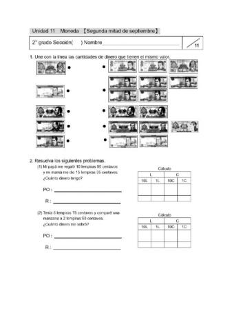 Ficha interactiva Unidad 11 Moneda