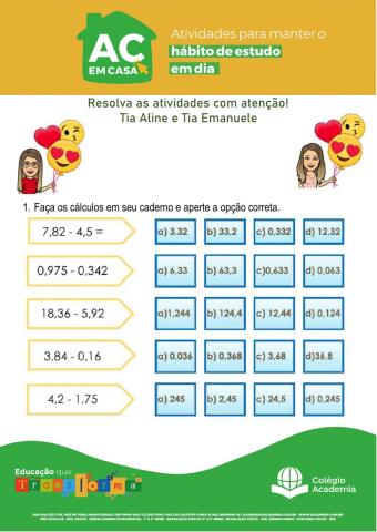 Atividade de Matemática