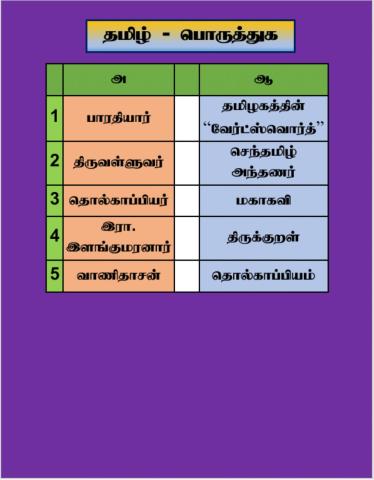 Matching in tamil