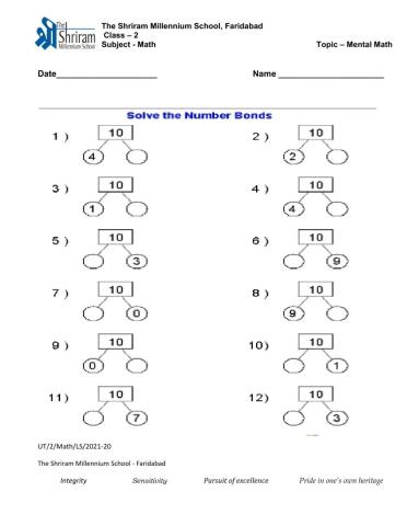 Number Bonds of 10