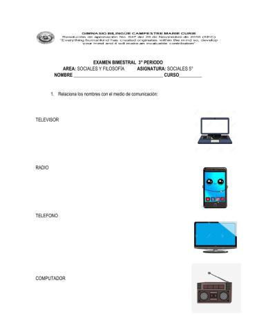 Examen Bimestral Quinto