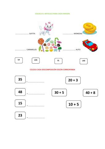 Repaso articulos y descomposicion de numeros