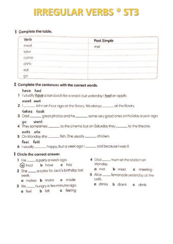 Irregular verb - u6 - st3