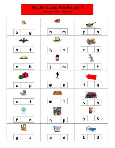 Middle Sounds Worksheet 1