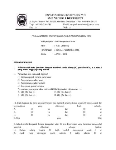 Latihan pts ipa 8gasal