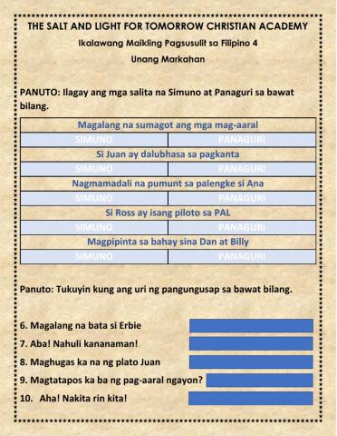 Filipino 4 quiz 2