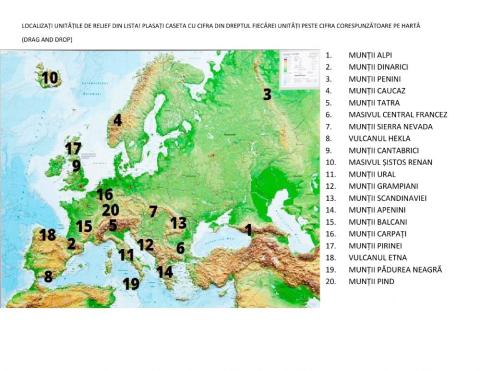 Fisa de lucru-relief-Munții Europei