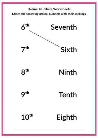 Ordinal Numbers match