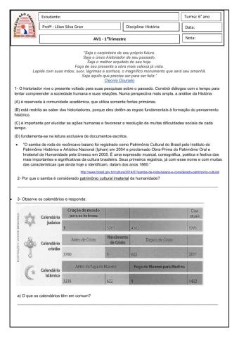 Folhinha interativa 6º ano teste1