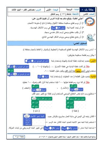 بطاقة التعلم الذاتي 8 للصف الثامن حاسوب