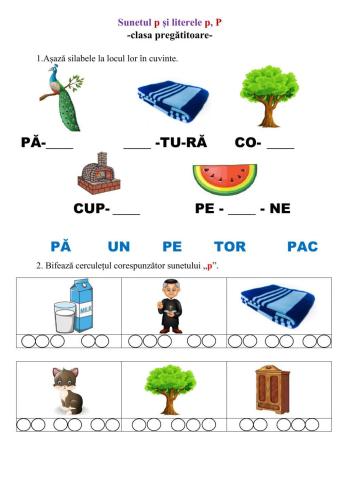 Sunetul p și literele p, P