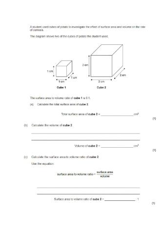 Surface area to volume ratio