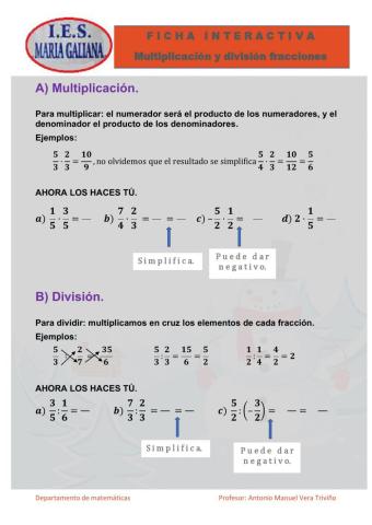 Fracciones multiplicar y dividir