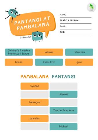 Pantangi at Pambalana (Filipino)