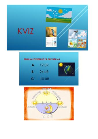 Kviz koledar deli dneva meseci