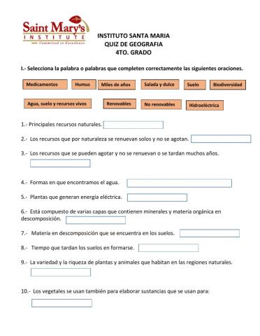 Quiz de recursos naturales