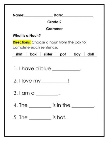 Nouns Worksheet 2