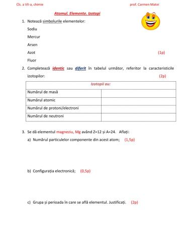 Atom.Element chimic.Izotopi.
