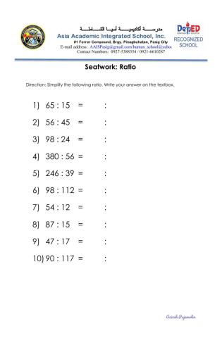 Simplifying Ratio