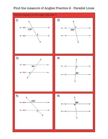 Find the measure of an angle - parallel lines 2