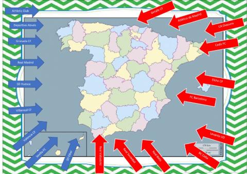 Liga de fútbol en el mapa