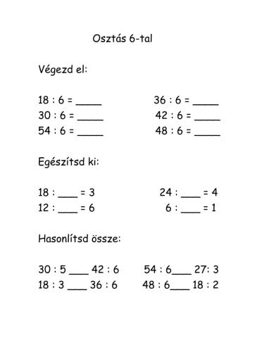 Osztás 6-tal