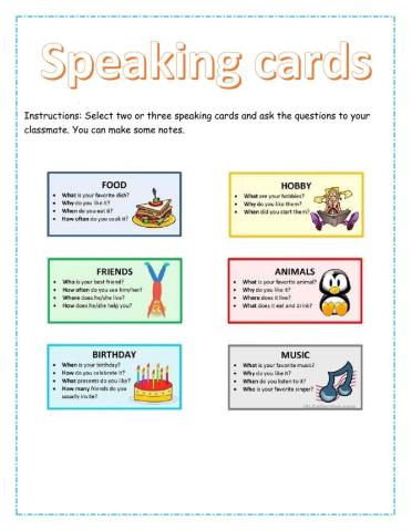 Speaking cards