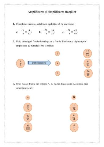Amplificarea și simplificarea fracțiilor