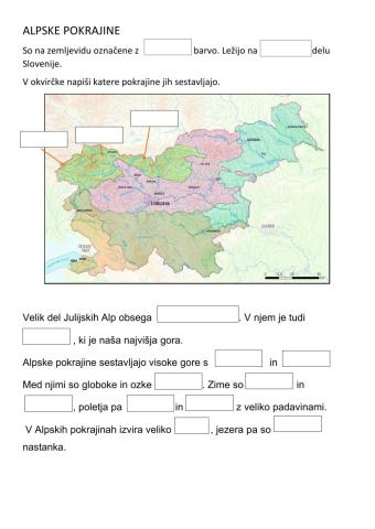 Ponavljanje in utrjevanje znanja: ALPSKE POKRAJINE