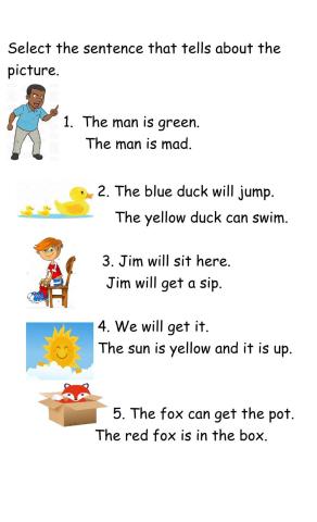 Short vowel reading Comprehension