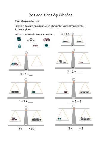 Des additions équilibrées