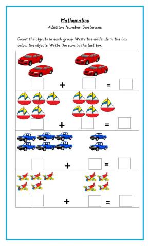 Addition to 10 Number Sentence