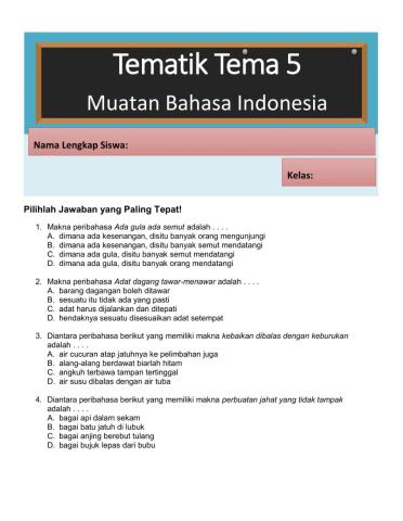 LKS Tematik (Muatan Bahasa Indonesia - Peribahasa)