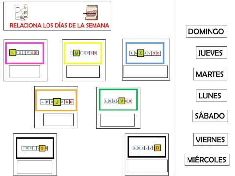 Relacionar palabra-picto los días de la semana