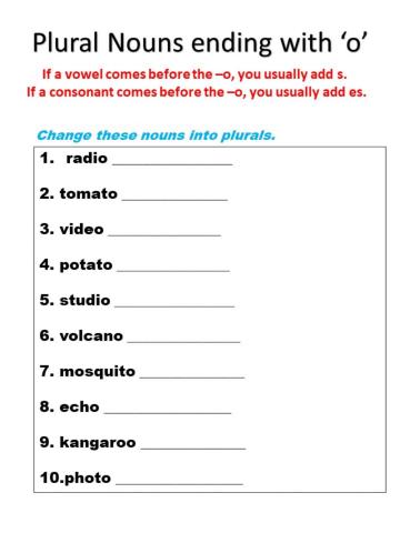 Plurals ending with o